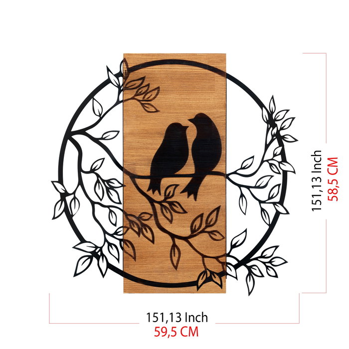 Wallity Birds In Love 1 Escultura de pared Negro y Nogal